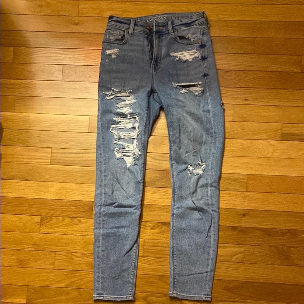 Distressed Blue Jeans